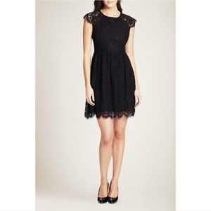 Black Sleeveless Floral Lace Fit And Flare Dress